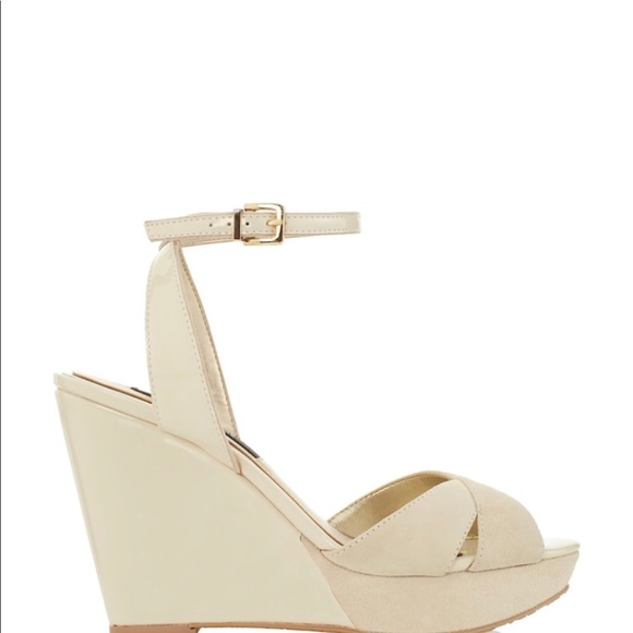 White House Black Market Shoes - BRAND NEW WHBM NEUTRAL LEATHER CRISS CROSS WEDGES